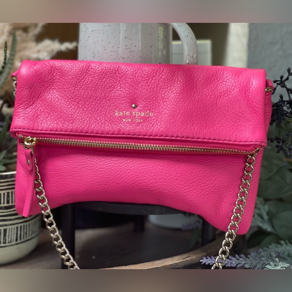 EUC- Kate Spade hot pink clutch